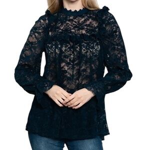 **NWT** BOUTIQUE Floral Lace High Neck Top